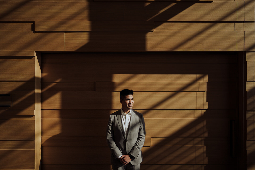 portrait of groom before ceremony