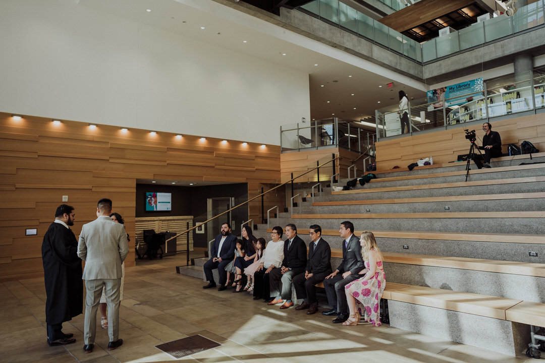 wedding ceremony in a library
