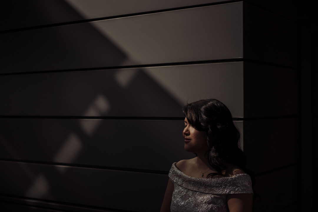 dark portrait of bride