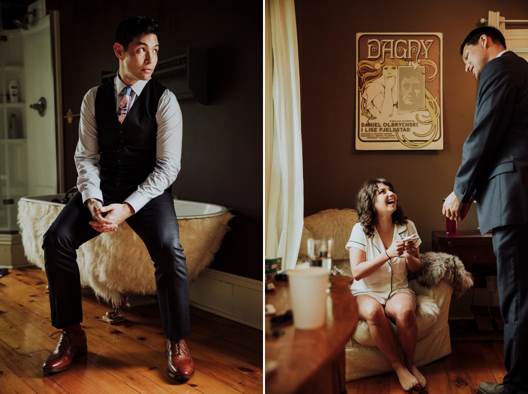 portrait of groom and bridge laughing