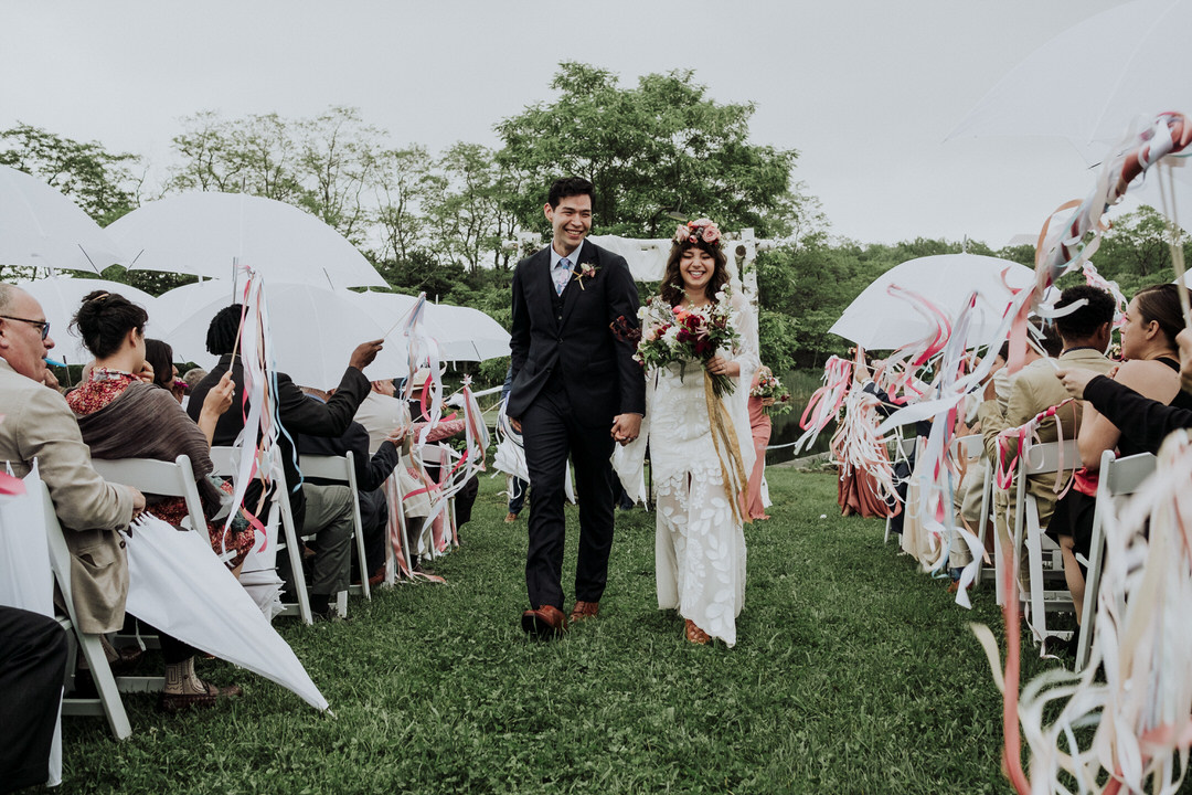 bride and groom ceremony recessional