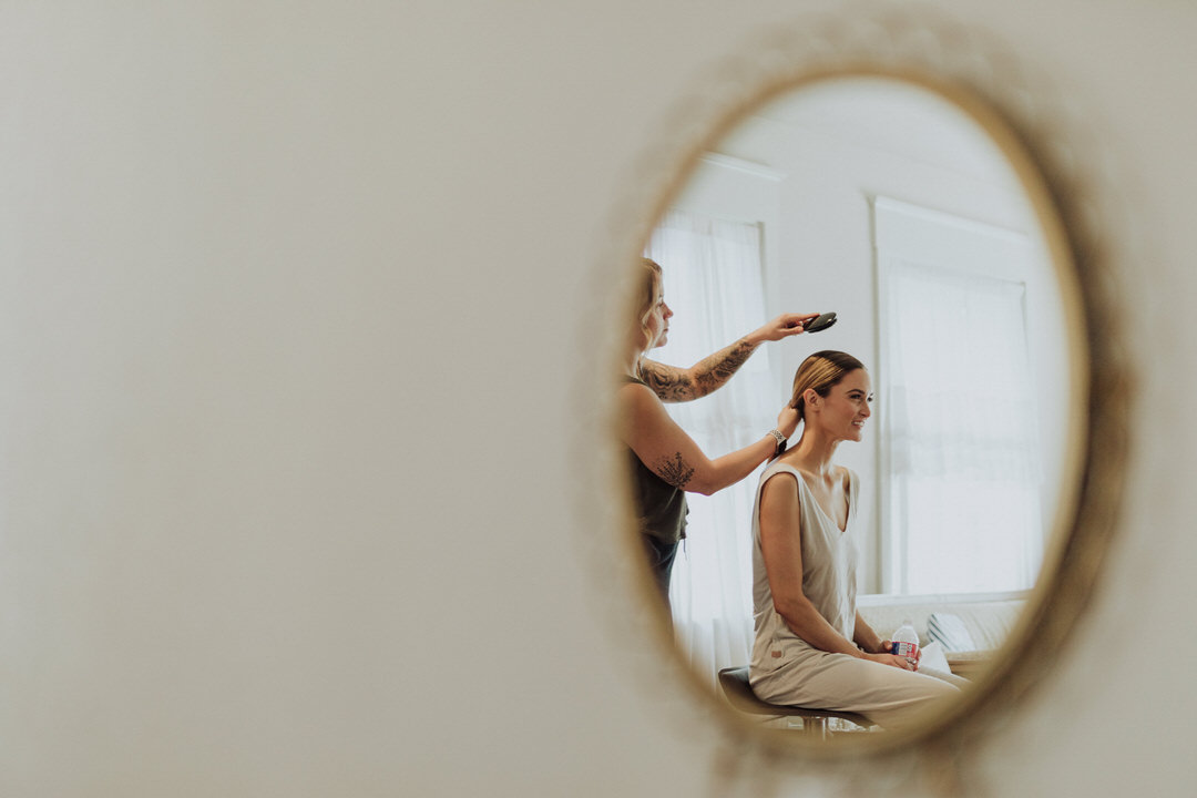 photo of bride getting ready