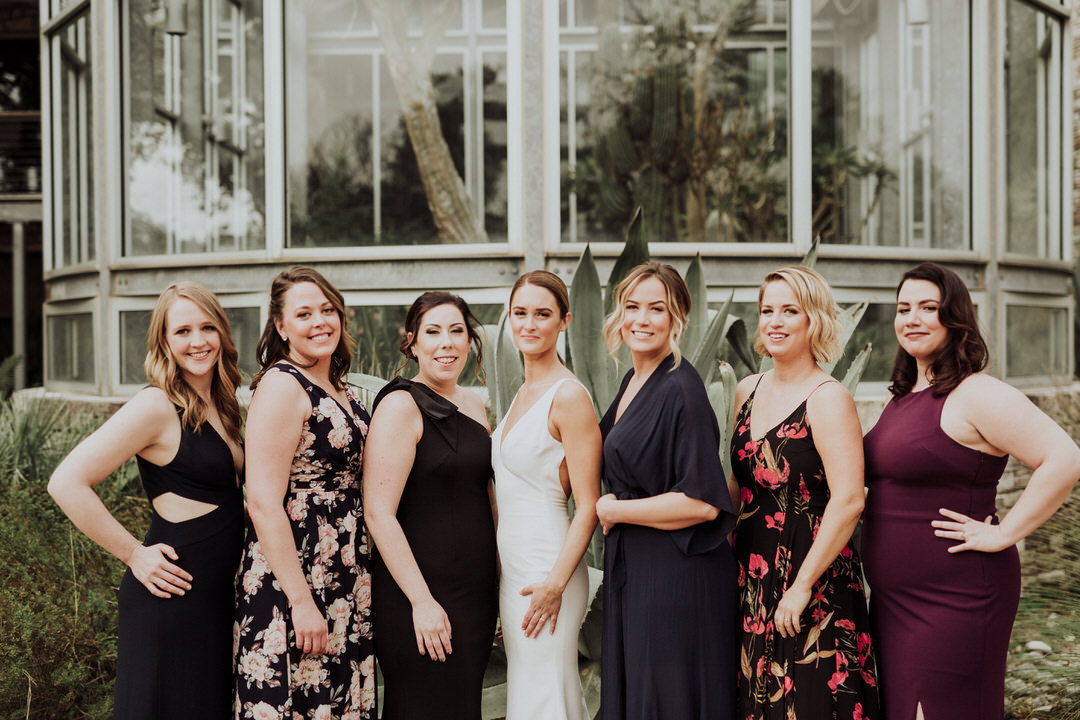 portrait of bridesmaids with bride