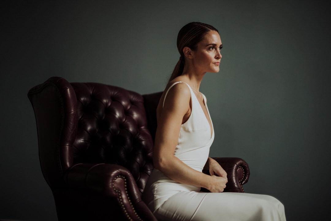 bride facing window light