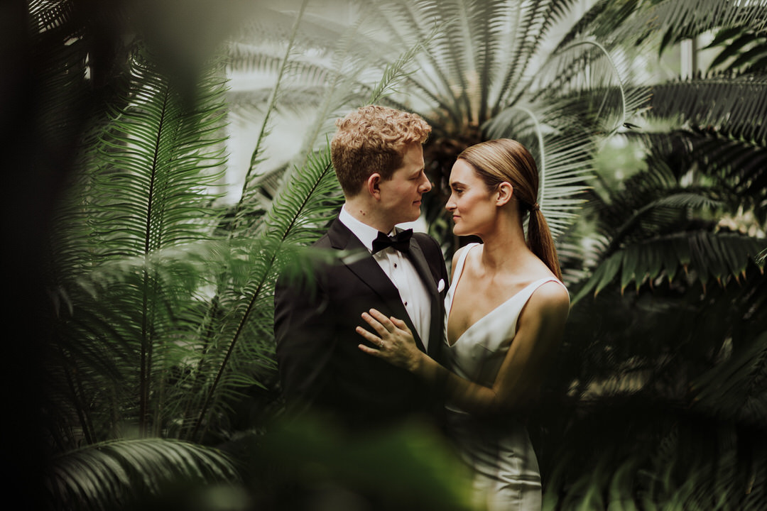 close and intimate photo of bride and groom