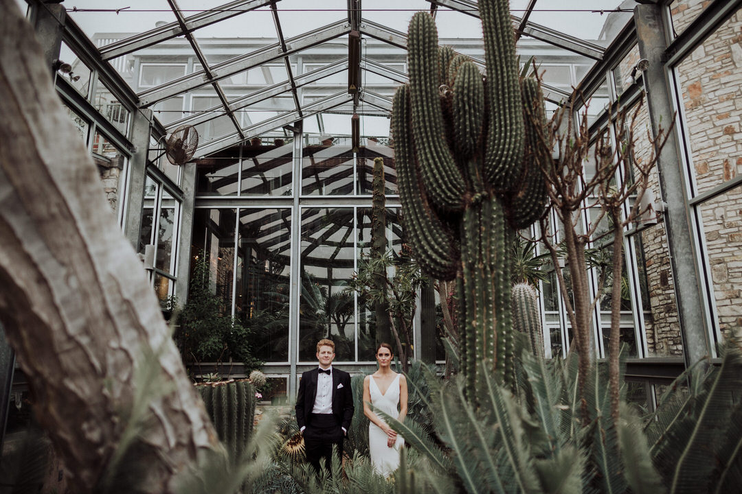 symmetrical photo of wedding couple