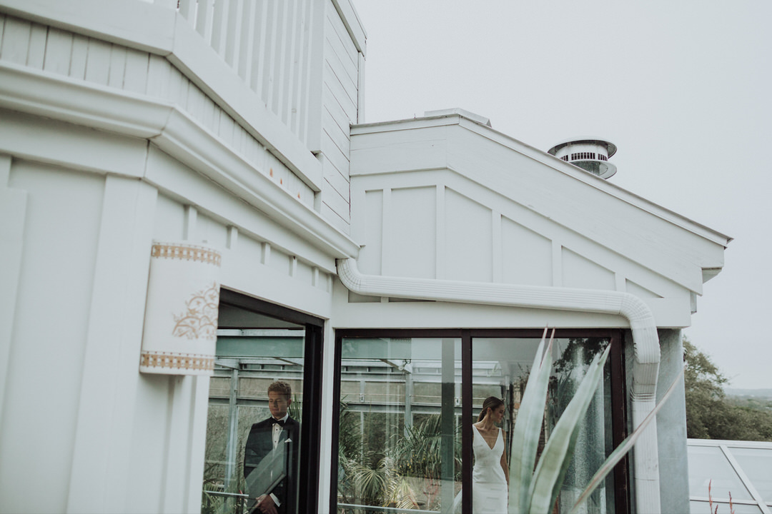 creative shot of bride and groom