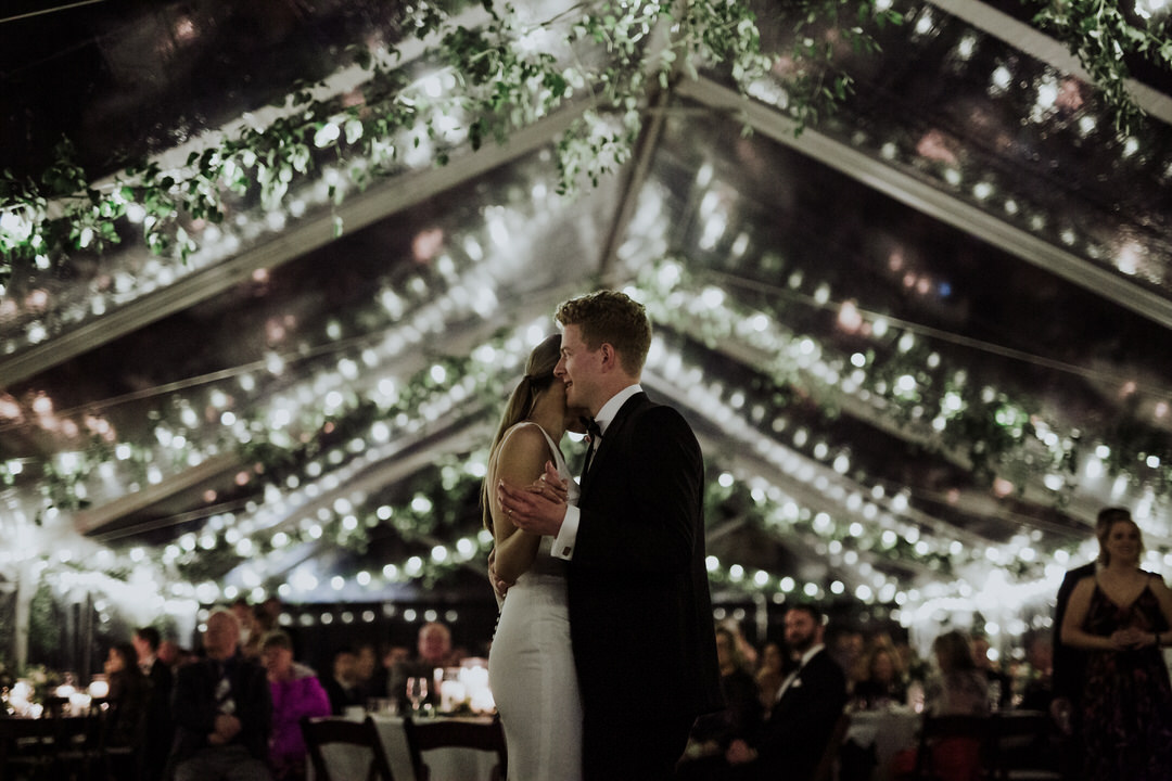 intimate dance of bride and groom
