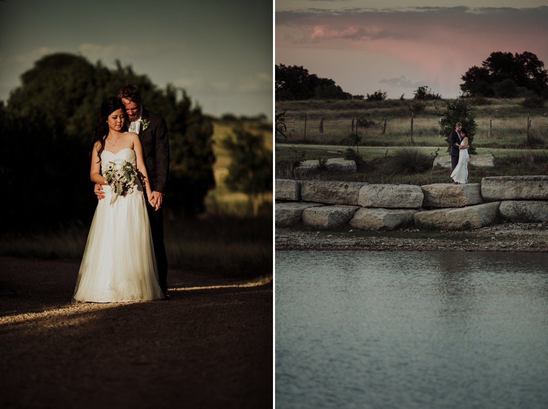 tight and wide portraits of couple during sunset