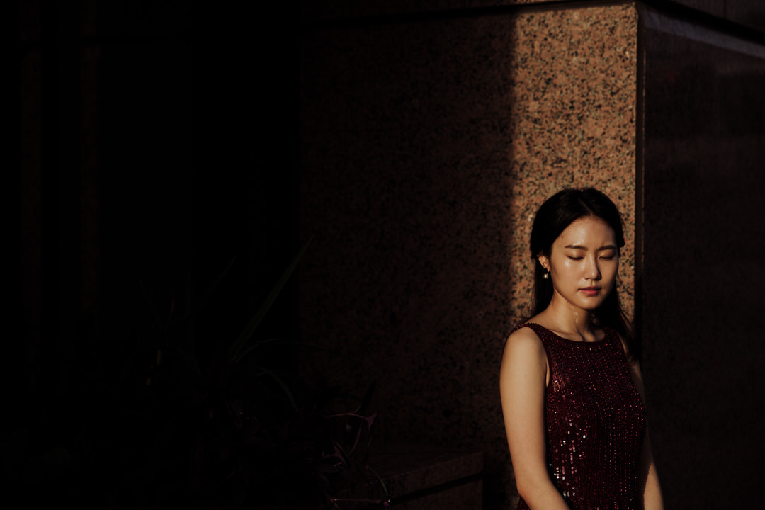 dark portrait of bride