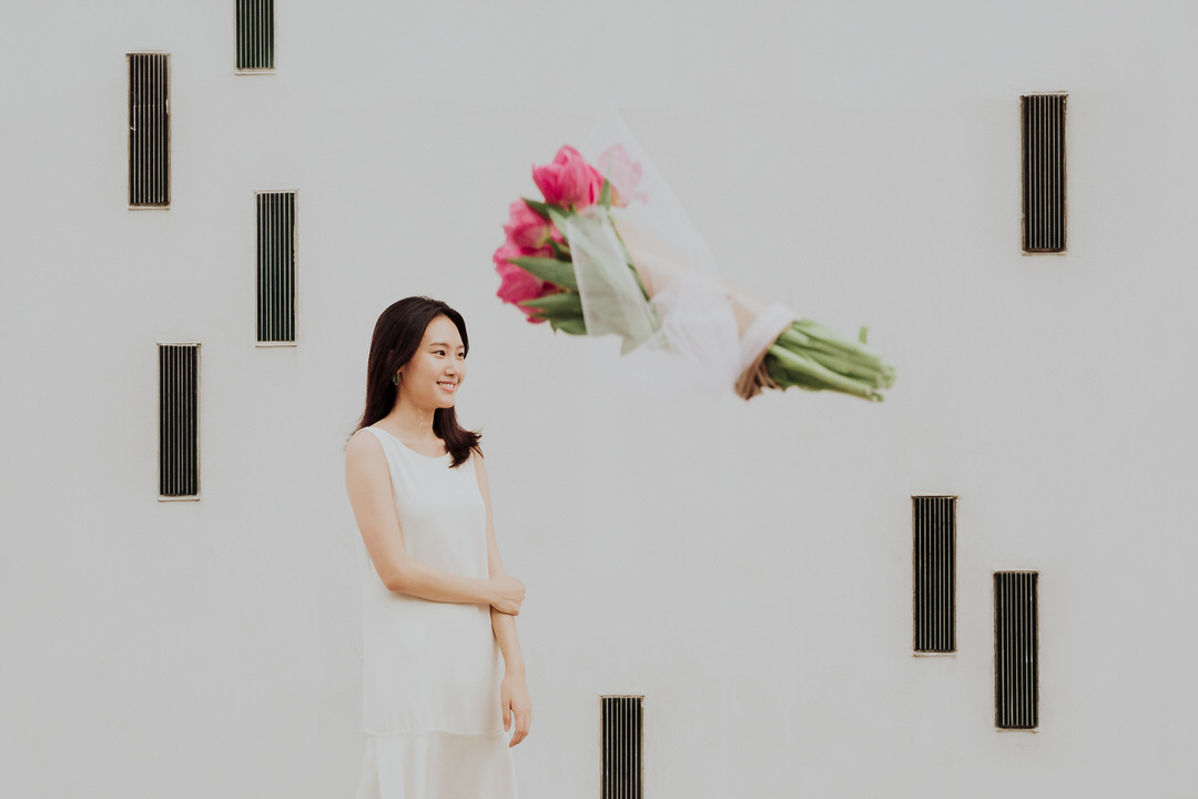 bouquet floating mid air